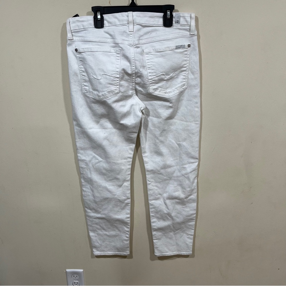 7 For All Mankind Women's Gwenevere Skinny Jeans Size 31 White Destroy - Picture 6 of 8